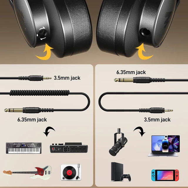 Alt view image 6 of 7 - MH700 Wired Studio Headphone for Podcast Recording DJ Mixing Monitor,Professional Close Back Over Ear Stereo Headset w/ 50mm Driver & 3.5mm to 6.35mm Jack for Computer Guitar AMP Piano Keyboard
