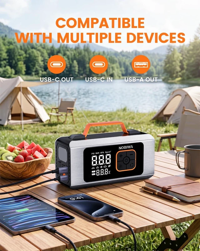 Alt view image 4 of 7 - Tire Inflator Portable Air Compressor,150PSI,100% Duty Cycle & Dual Cylinder Bike Pump, 6X Faster Inflation,tire inflator portable air compressor for car,air mattress,Bicycle,Balls,LED Light