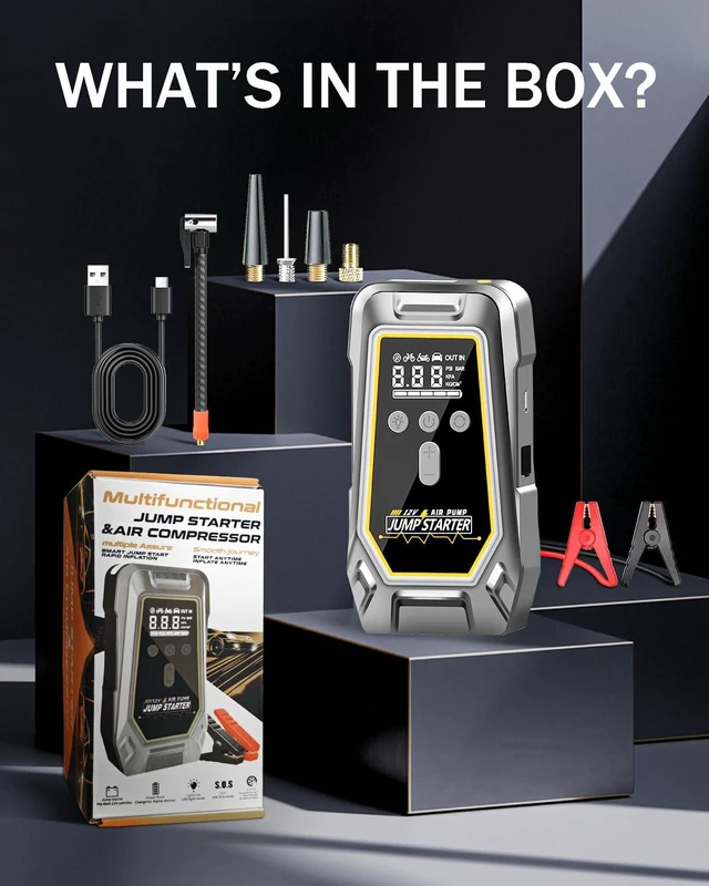 Alt view image 2 of 7 - 6000A Car Jump Starter with Air Compressor,Roadside Emergency