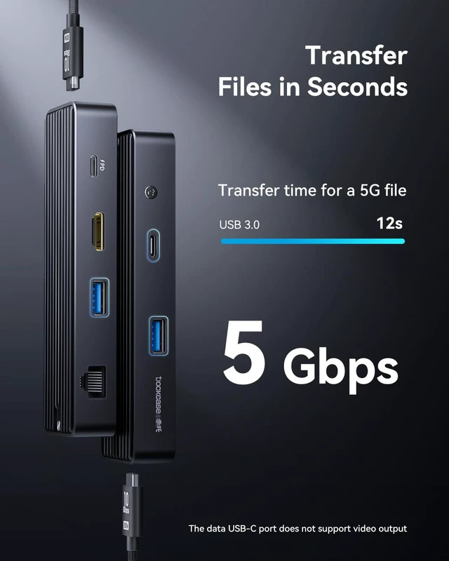 Alt view image 2 of 7 - DOCKCASE Explorer Edition Visual Smart USB C Hub (6-in-1) with HDMI Port 4K@60Hz,Gigabit Ethernet,USB-C and 2 USB-A 5Gbps Data Ports, 100w PD Power Delivery, for MacBook Air/Pro, XPS, and More