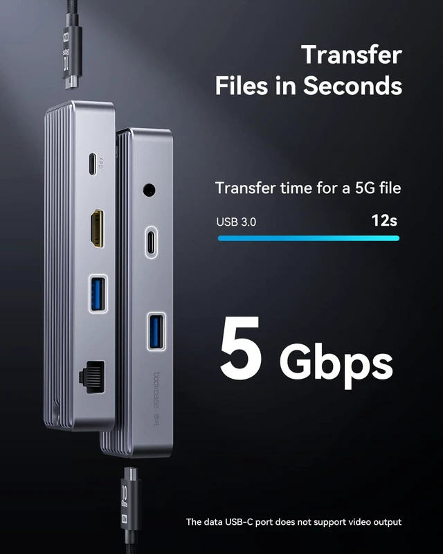 Alt view image 3 of 7 - DOCKCASE Explorer Edition Visual Smart USB C Hub (6-in-1) with HDMI Port 4K@60Hz,Gigabit Ethernet,USB-C and 2 USB-A 5Gbps Data Ports, 100w PD Power Delivery, for MacBook Air/Pro, XPS, and More