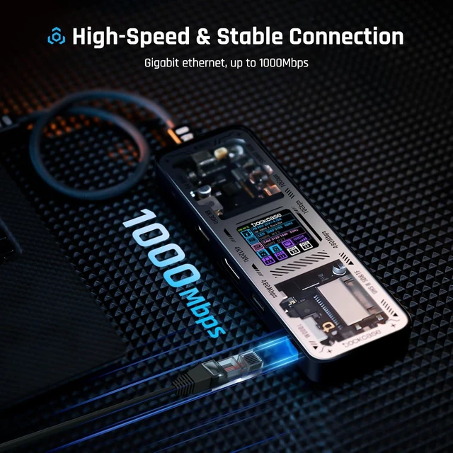 Alt view image 2 of 7 - DOCKCASE Explorer Edition USB C Hub (10-in-1) with 4K@60Hz HDMI & DP, Gigabit Ethernet,1 USB-C and 3 USB-A Ports,100W Power Delivery, UHS-II TF/SD Card Slot for MacBook Air/Pro,XPS,and More