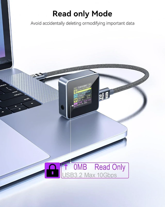 Alt view image 6 of 7 - DockCase Pocket M.2 2230 NVMe SSD Enclosure,Support 3s PLP Prevents Write Data Loss,USB 3.2 Gen 2 Type-C (10 Gbps), fits NVMe PCIe, Exclusive to Size 2230,Support M-Key B+M Key UASP (Grey)