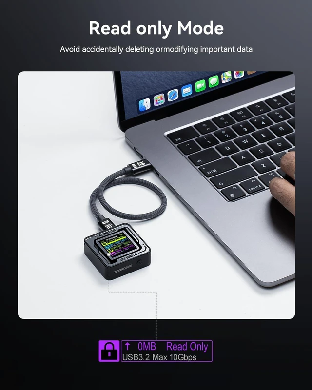 Alt view image 5 of 7 - DOCKCASE Pocket M.2 2230 NVMe SSD Enclosure,Support 3s PLP Prevents Write Data Loss,USB 3.2 Gen 2 Type-C (10 Gbps), fits NVMe PCIe, Exclusive to Size 2230,Support M-Key B+M Key UASP (Black)