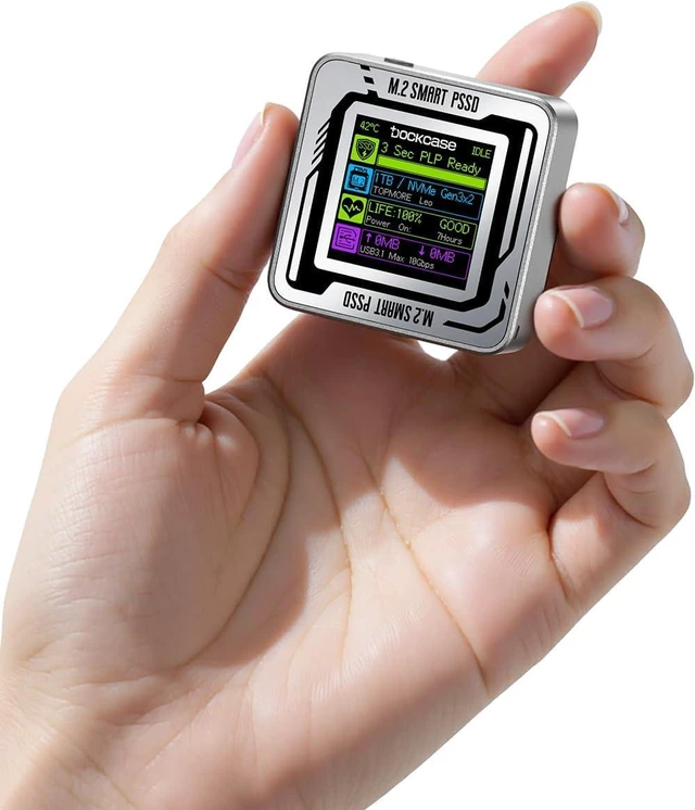 Main image of DOCKCASE Pocket M.2 2230 NVMe SSD Enclosure,Support 3s PLP Prevents Write Data Loss,USB 3.2 Gen 2 Type-C (10 Gbps), fits NVMe PCIe, Exclusive to Size 2230,Support M-Key B+M Key UASP (Silver)