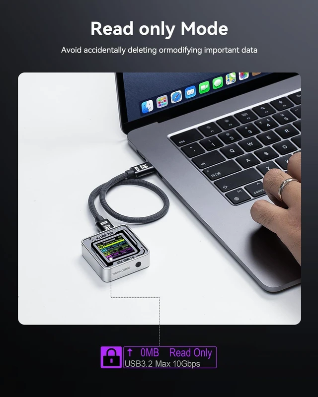 Alt view image 7 of 7 - DOCKCASE Pocket M.2 2230 NVMe SSD Enclosure,Support 3s PLP Prevents Write Data Loss,USB 3.2 Gen 2 Type-C (10 Gbps), fits NVMe PCIe, Exclusive to Size 2230,Support M-Key B+M Key UASP (Silver)