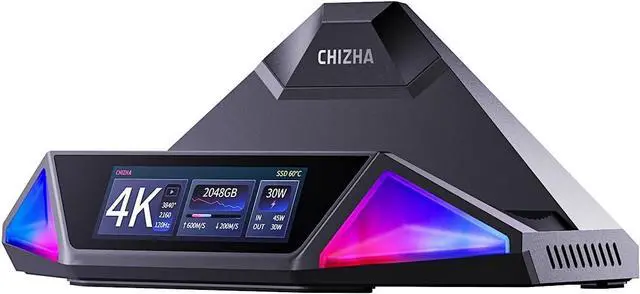 Main image of DOCKCASE & CHIZHA Docking Station for Steam Deck OLED/ROG Ally/Legion Go, USB-C HUB with 100W PD, Optical Audio & 4K@120Hz HDMI, Gigabit Ethernet, USB-C 3.2, USB-A 3.2/2.0, 4TB NVMe SSD Slot