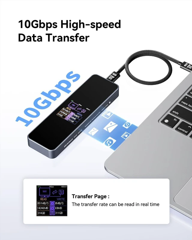 Alt view image 6 of 7 - DOCKCASE Smart M.2 NVMe SSD Enclosure, 10s Power Loss Protection (PLP), 10Gbps USB 3.2 Gen 2 Type-C External Hard Drive Case, Fits 2230/2242/2260/2280 NVMe M/B+M Key