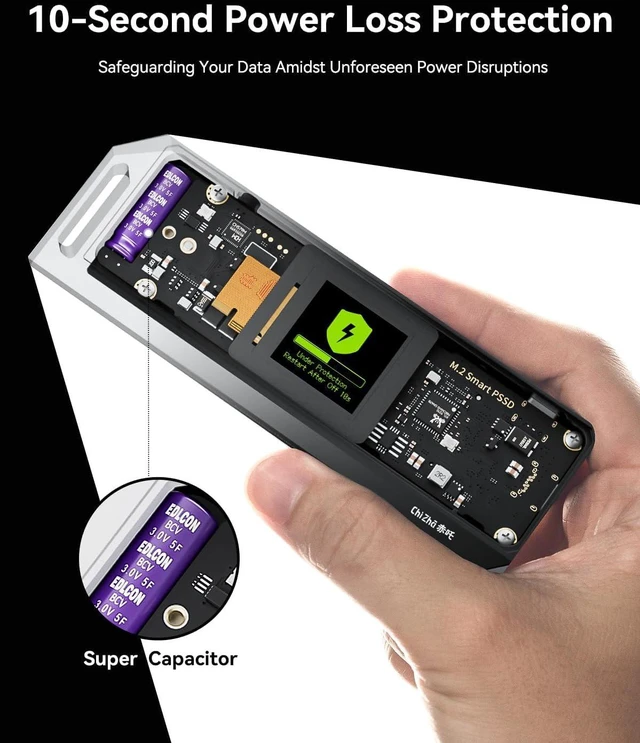 Alt view image 2 of 7 - DOCKCASE&CHIZHA Explorer Edition M.2 NVMe SSD Enclosure,Support 10s PLP Prevents Write Data Loss,USB 3.2 Gen 2 Type-C (10 Gbps), fits NVMe PCIe,Size 2230/2242/2260/2280,Support M-Key B+M Key UASP