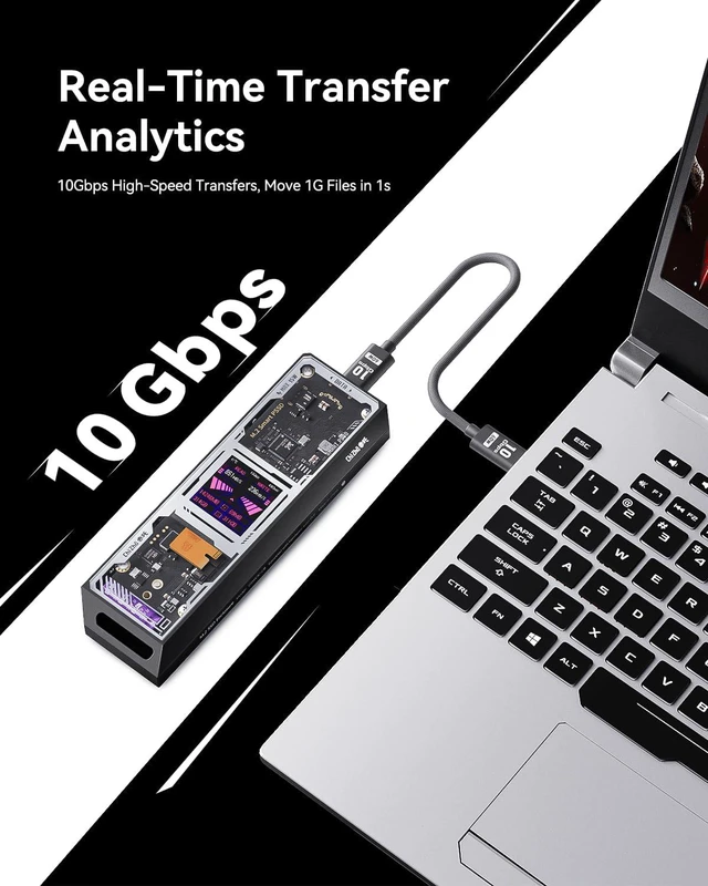 Alt view image 3 of 7 - DOCKCASE&CHIZHA Explorer Edition M.2 NVMe SSD Enclosure,Support 10s PLP Prevents Write Data Loss,USB 3.2 Gen 2 Type-C (10 Gbps), fits NVMe PCIe,Size 2230/2242/2260/2280,Support M-Key B+M Key UASP