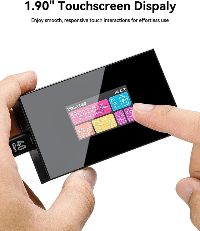 Alt view image 3 of 7 - DOCKCASE Smart 8-in-1 CFexpress Type B/Type A Card Reader with Touch Screen | UHS-II SD/microSD Slots, 4K HDMI, USB-C & USB-A 3.2 Gen 2 (10Gbps), 100W PD for Filmmakers, Photographers & Creators