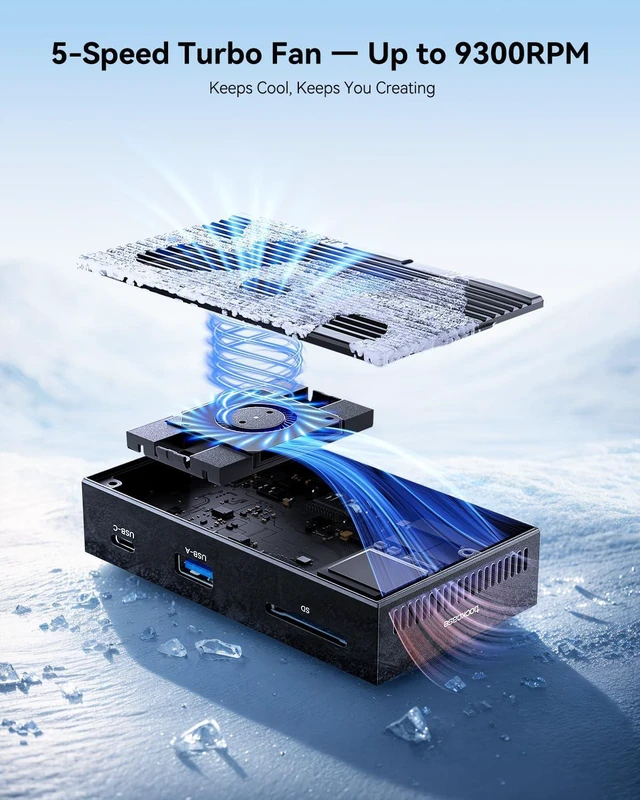 Alt view image 7 of 7 - DOCKCASE Smart 7-in-1 USB C Hub & M.2 NVMe SSD Enclosure 10Gbps, USB3.2 Gen2 USB-A/C, 4K HDMI 2.1, PD 100W, UHS-II SD/TF Slots, Fits 2230/2242 B+M M-Key SSD, for Mac mini M1 2 3 4