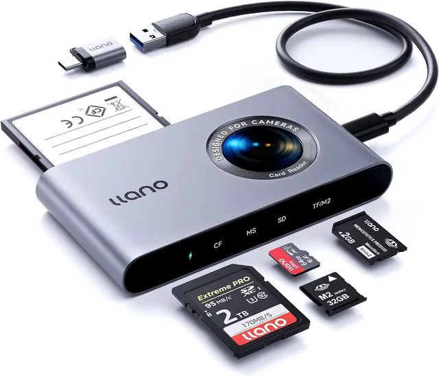 Main image of llano 5 in 1 Multi Card Reader, for CompactFlash/MS/M2/SD/TF Memory Cards, 4 Cards Simultaneously Read and Write, USB-C Card Reader, Windows, Linux, MAC OS and Chrome OS
