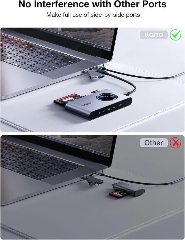 Alt view image 5 of 7 - llano 5 in 1 Multi Card Reader, for CompactFlash/MS/M2/SD/TF Memory Cards, 4 Cards Simultaneously Read and Write, USB-C Card Reader, Windows, Linux, MAC OS and Chrome OS