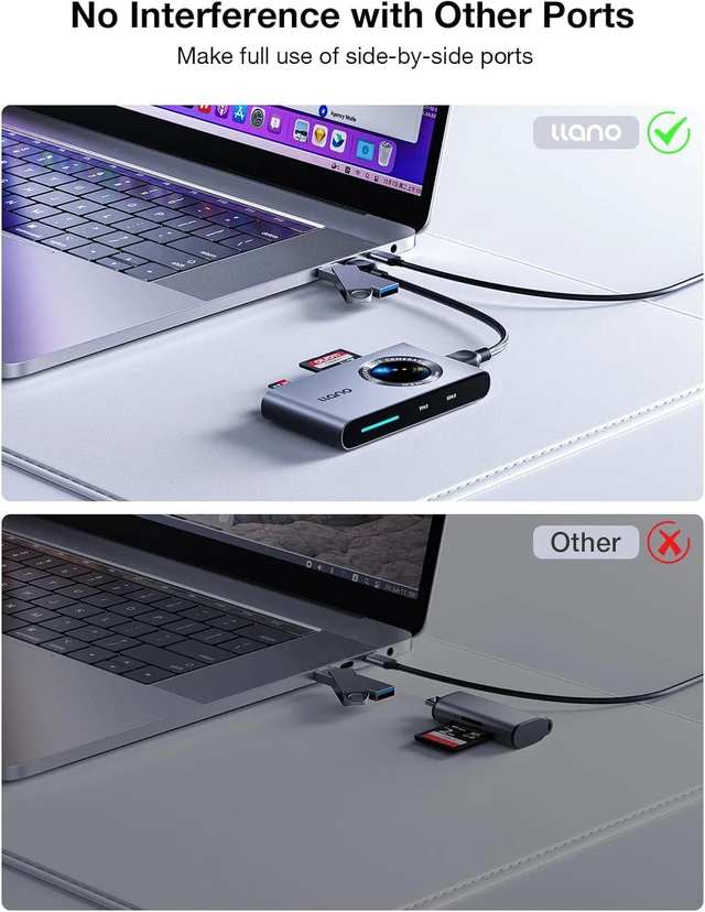Alt view image 2 of 7 - llano 4.0 Micro SD Card Reader Adapter, USB C Memory Card Reader(5Gbps),for content creators designer UHS-II Plug&Play 312 MB/s High-Speed, 2-in-1 Reader for Windows, Linux, MAC OS and Chrome OS