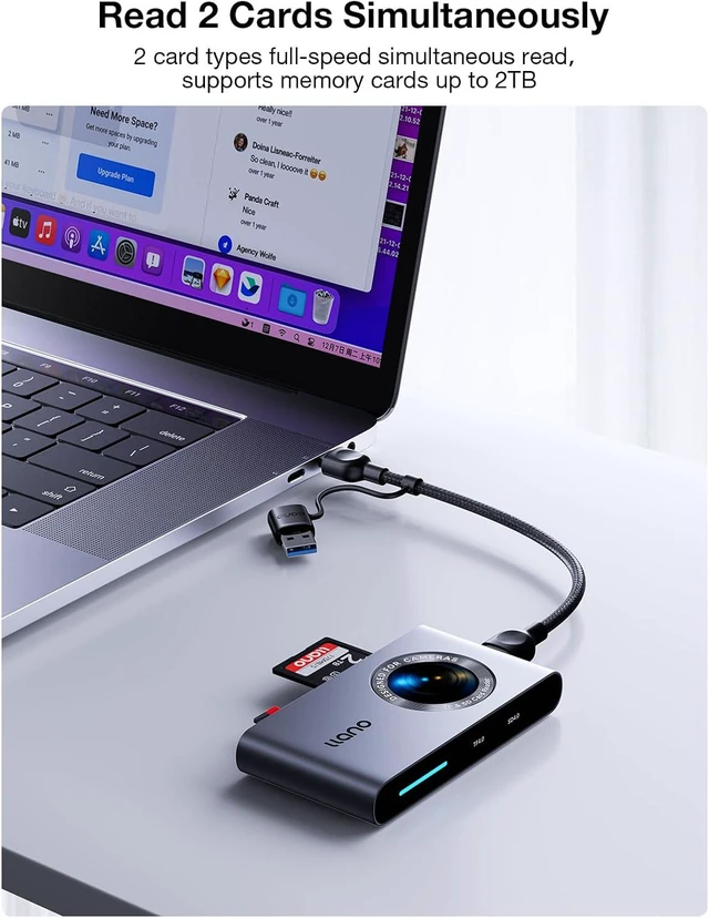 Alt view image 5 of 7 - llano 4.0 Micro SD Card Reader Adapter, USB C Memory Card Reader(5Gbps),for content creators designer UHS-II Plug&Play 312 MB/s High-Speed, 2-in-1 Reader for Windows, Linux, MAC OS and Chrome OS