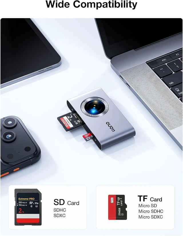 Alt view image 7 of 7 - llano 4.0 Micro SD Card Reader Adapter, USB C Memory Card Reader(5Gbps),for content creators designer UHS-II Plug&Play 312 MB/s High-Speed, 2-in-1 Reader for Windows, Linux, MAC OS and Chrome OS