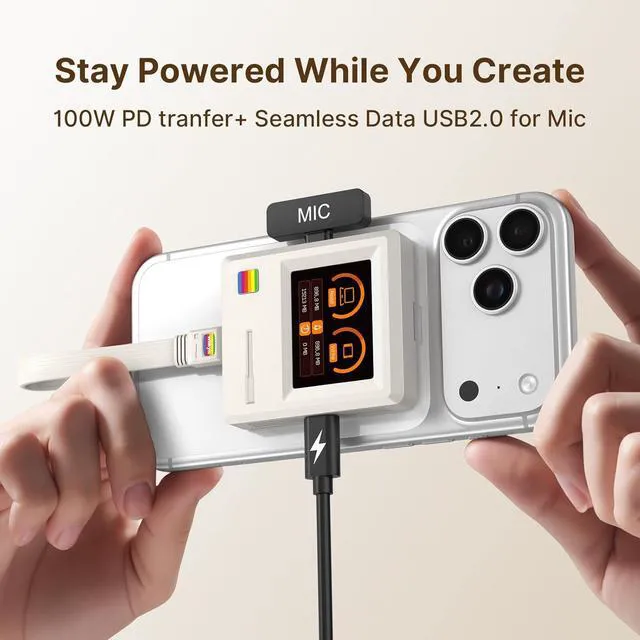 Alt view image 6 of 7 - Retro 2230 M.2 NVMe PCIe Magnetic SSD Enclosure: 2" LCD, 8s PLP, 10Gbps USB 3.2 Type-C, Write Protect, 100W PD & USB 2.0. Supports 4K ProRes for iPhone 17/16/15 Pro. Includes 80Gbps Cable
