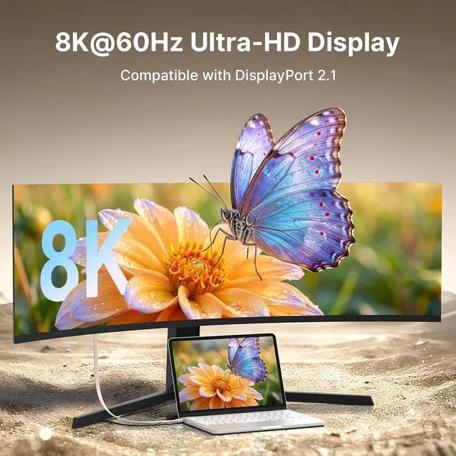 Alt view image 2 of 7 - 80Gbps USB4 Flat Cable, 3.3ft/1m, 240W Charging, 8K@60Hz Video, Compatible with Thunderbolt 5/4/3
