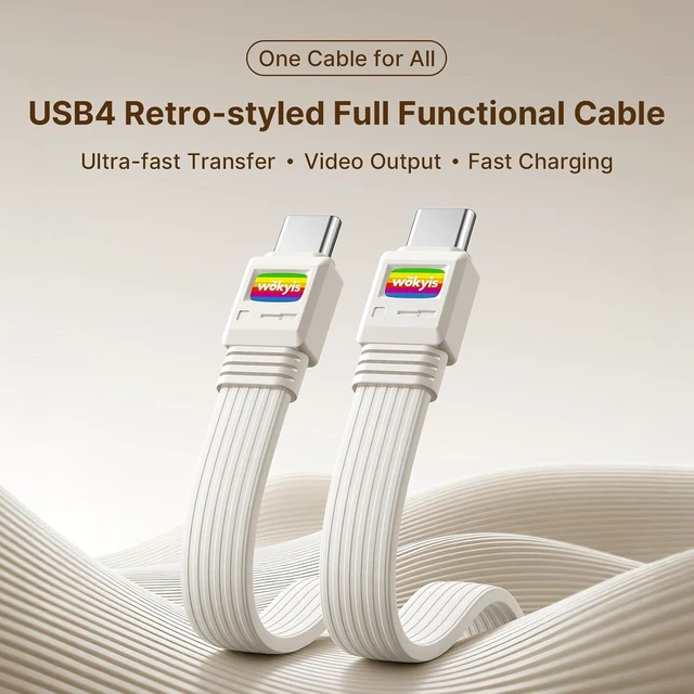 Alt view image 3 of 7 - 80Gbps USB4 Flat Cable, 3.3ft/1m, 240W Charging, 8K@60Hz Video, Compatible with Thunderbolt 5/4/3