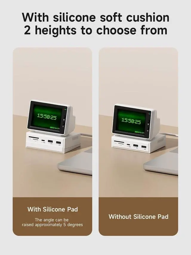 Alt view image 6 of 7 - Hagibis 3.5inch IPS USB Mini Screen with USB C Hub, USB-C&HDMI Monitor AIDA64 Mini PC CPU RAM HDD Data Monitor Temperature Electronic Album Floating Lyrics Display Sub Screen for Laptop PC (960x640)