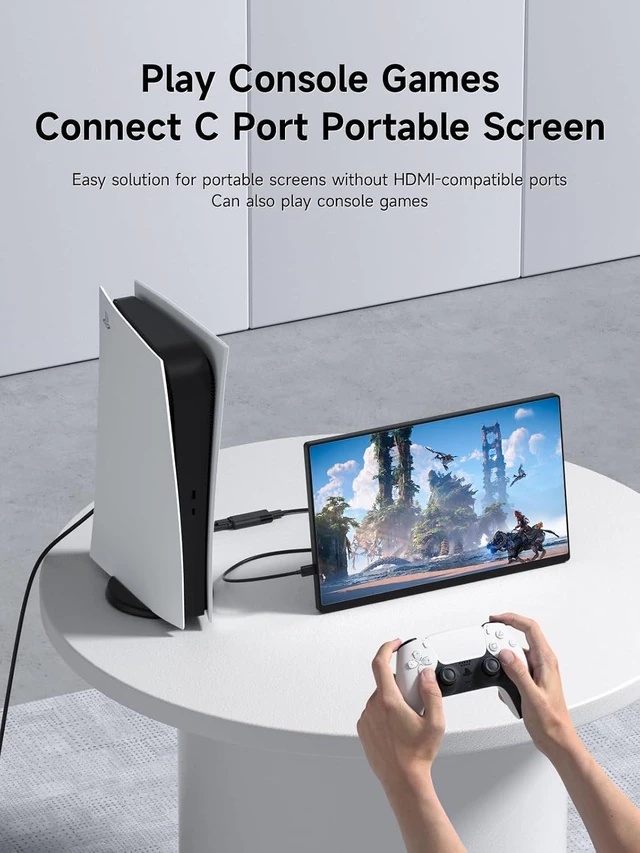 Alt view image 5 of 7 - Hagibis HDMI to USB C Adapter, 4K@60Hz HDMI Male to USB-C Female Cable, Portable Monitor, AR Glasses XREAL, VITURE, RayNeo, Rokid to Type C Laptop, Switch, ROG Ally, Steam Deck, PS4/5