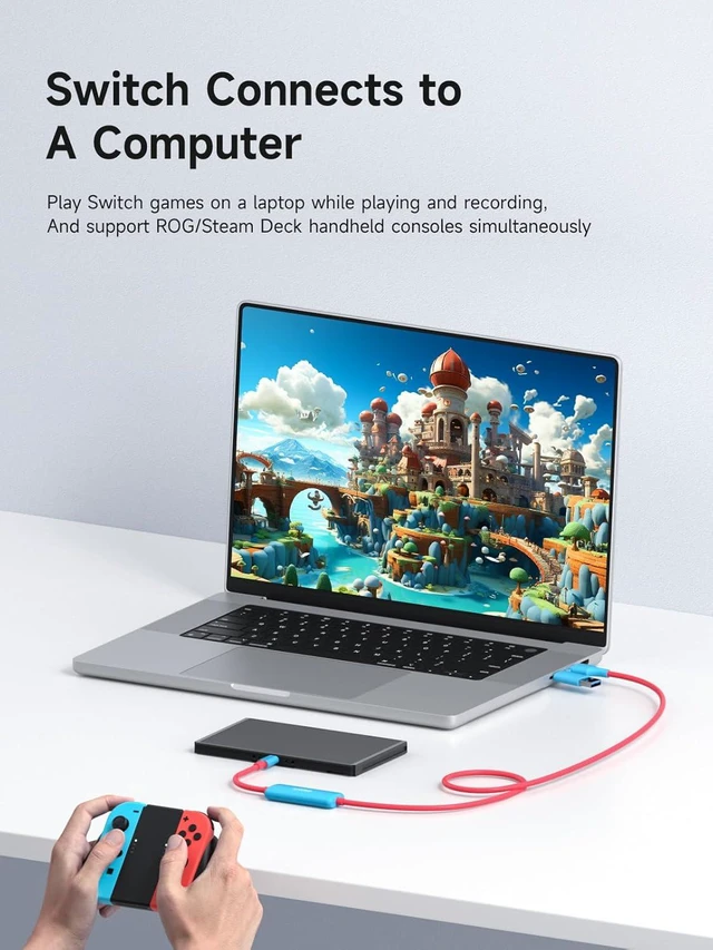 Alt view image 3 of 6 - Hagibis USB3.0 Video Capture Card with 100W PD for Switch2, USB C to USB A/USB C 1080P@60fps 2K@30fps Live and Record Video Audio Game for Car Quest 3 VR PS4/5 ROG Ally Steam Deck (CC10P)