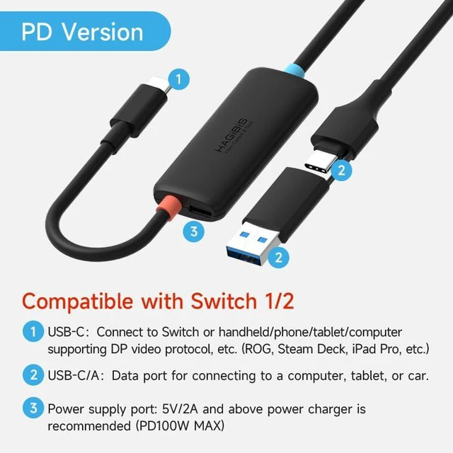 Alt view image 2 of 6 - Hagibis USB3.0 Video Capture Card with 100W PD for Switch2, USB C to USB A/USB C 1080P@60fps 2K@30fps Live and Record Video Audio Game for Car Quest 3 VR PS4/5 ROG Ally Steam Deck (CC10P)