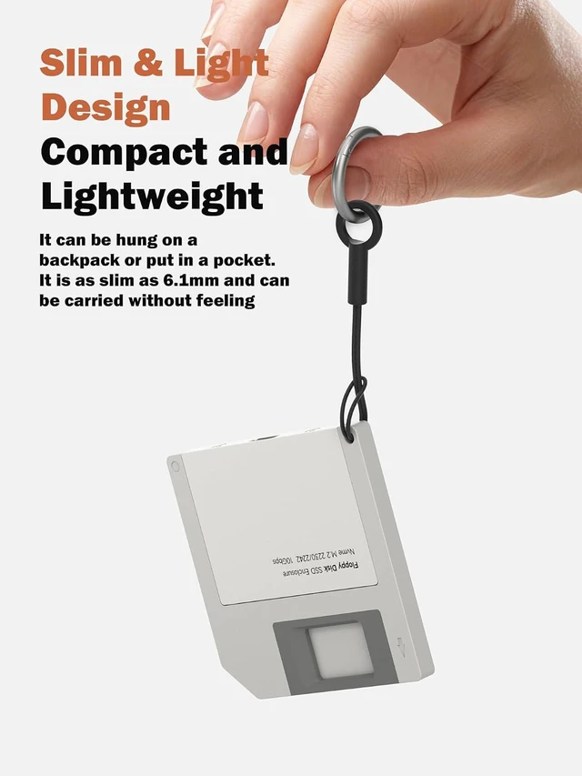 Alt view image 2 of 7 - Hagibis SSD Enclosure, Floppy Disk Style USB 3.2 Gen2 10Gbps to NVMe PCI-E M.2 2230/2242 SSD Case, M.2 External Hard Drive Enclosure for MacBook Laptop iPad Android iPhone 17 Pro Max (Grey)