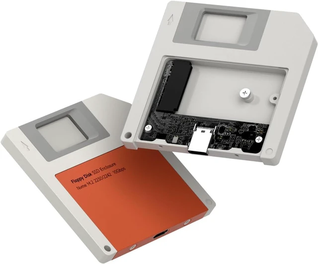 Main image of Hagibis SSD Enclosure, Floppy Disk Style USB 3.2 Gen2 10Gbps to NVMe PCI-E M.2 2230/2242 SSD Case, M.2 External Hard Drive Enclosure for MacBook Laptop iPad Android iPhone 17 Pro Max (Orange)