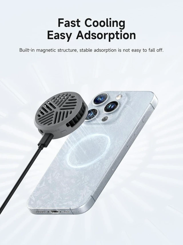 Alt view image 5 of 7 - Hagibis Magnetic Cell Phone Cooler Ultrathin Cooling Fan Portable Lightweight Mobile Phone Radiator for iPhone 17 16 15 Pro Max, MagSafe Series, iPad Pro, Android, Tablet (Grey)