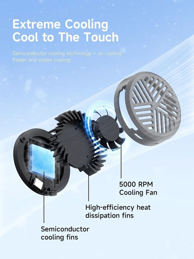 Alt view image 6 of 7 - Hagibis Magnetic Cell Phone Cooler Ultrathin Cooling Fan Portable Lightweight Mobile Phone Radiator for iPhone 17 16 15 Pro Max, MagSafe Series, iPad Pro, Android, Tablet (Grey)
