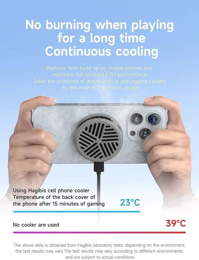 Alt view image 3 of 7 - Hagibis Magnetic Cell Phone Cooler Ultrathin Cooling Fan Portable Lightweight Mobile Phone Radiator for iPhone 17 16 15 Pro Max, MagSafe Series, iPad Pro, Android, Tablet (Grey)