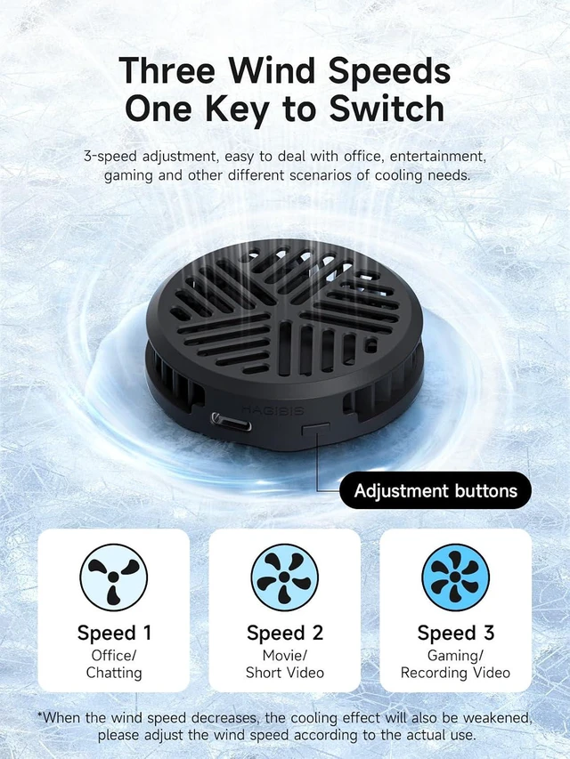 Alt view image 4 of 7 - Hagibis Magnetic Cell Phone Cooler Ultrathin Cooling Fan Portable Lightweight Mobile Phone Radiator for iPhone 17 16 15 Pro Max, MagSafe Series, iPad Pro, Android, Tablet (Black)