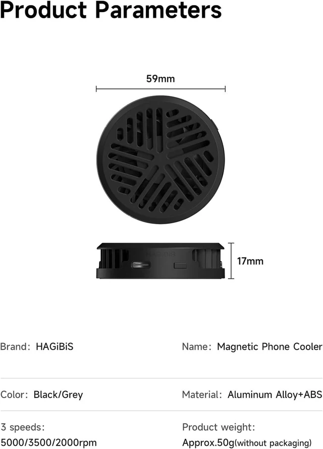 Alt view image 2 of 7 - Hagibis Magnetic Cell Phone Cooler Ultrathin Cooling Fan Portable Lightweight Mobile Phone Radiator for iPhone 17 16 15 Pro Max, MagSafe Series, iPad Pro, Android, Tablet (Black)