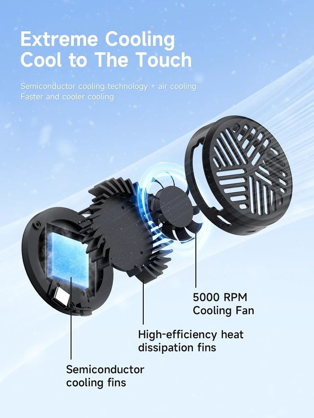 Alt view image 3 of 7 - Hagibis Magnetic Cell Phone Cooler Ultrathin Cooling Fan Portable Lightweight Mobile Phone Radiator for iPhone 17 16 15 Pro Max, MagSafe Series, iPad Pro, Android, Tablet (Black)