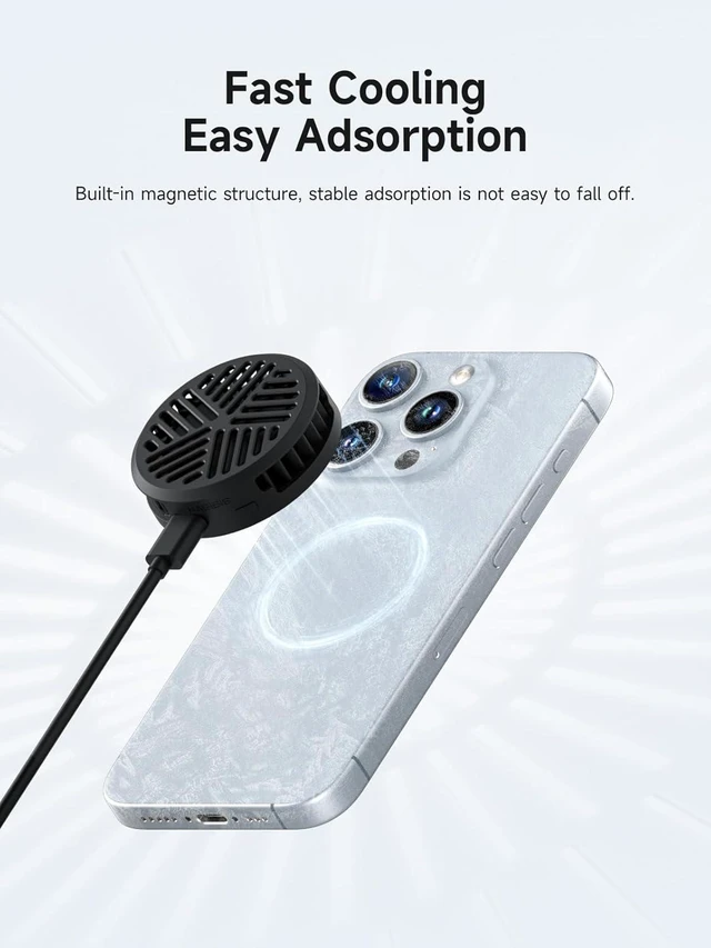 Alt view image 7 of 7 - Hagibis Magnetic Cell Phone Cooler Ultrathin Cooling Fan Portable Lightweight Mobile Phone Radiator for iPhone 17 16 15 Pro Max, MagSafe Series, iPad Pro, Android, Tablet (Black)