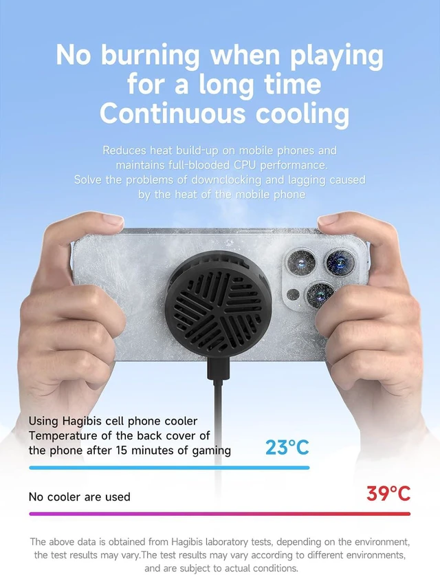 Alt view image 6 of 7 - Hagibis Magnetic Cell Phone Cooler Ultrathin Cooling Fan Portable Lightweight Mobile Phone Radiator for iPhone 17 16 15 Pro Max, MagSafe Series, iPad Pro, Android, Tablet (Black)