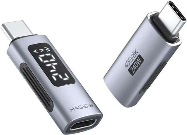 Main image of Hagibis LED Display USB C Adapter 240W 40Gbps 8K@60Hz, USB4 Connecter for Thunderbolt 4/3, iPhone 16 15 Pro Max, Current Voltage Fast Charging Monitoring Display Tester Detector (TUA04)
