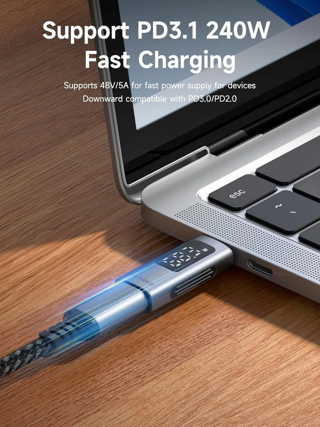Alt view image 6 of 7 - Hagibis LED Display USB C Adapter 240W 40Gbps 8K@60Hz, USB4 Connecter for Thunderbolt 4/3, iPhone 16 15 Pro Max, Current Voltage Fast Charging Monitoring Display Tester Detector (TUA04)