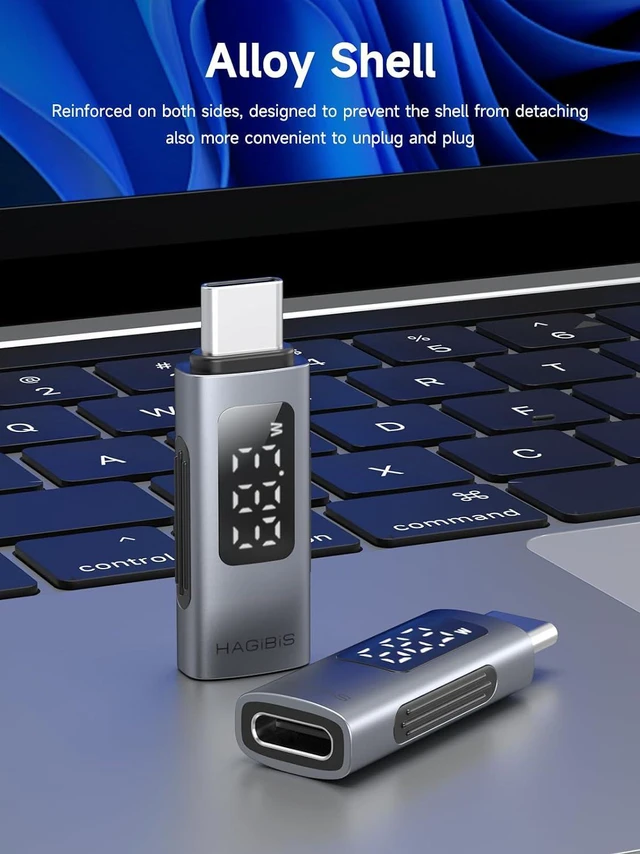 Alt view image 2 of 7 - Hagibis LED Display USB C Adapter 240W 40Gbps 8K@60Hz, USB4 Connecter for Thunderbolt 4/3, iPhone 16 15 Pro Max, Current Voltage Fast Charging Monitoring Display Tester Detector (TUA04)