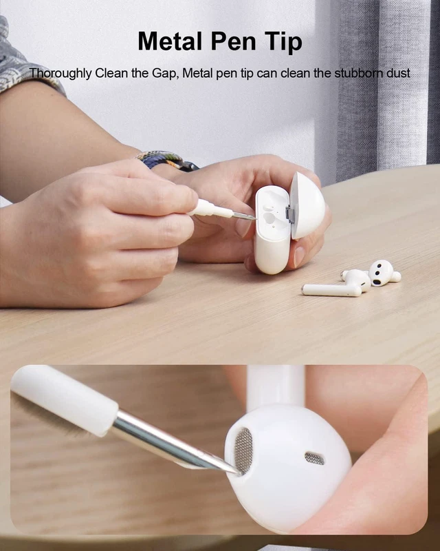 Alt view image 4 of 7 - Hagibis Cleaning Pen for Airpods Pro 1 2 3 Multi-Function Cleaner Kits Soft Brush for Bluetooth Earphones Case Cleaning Tools for iPhone 16 15 Pro Max LEGO Camera Lens (White)