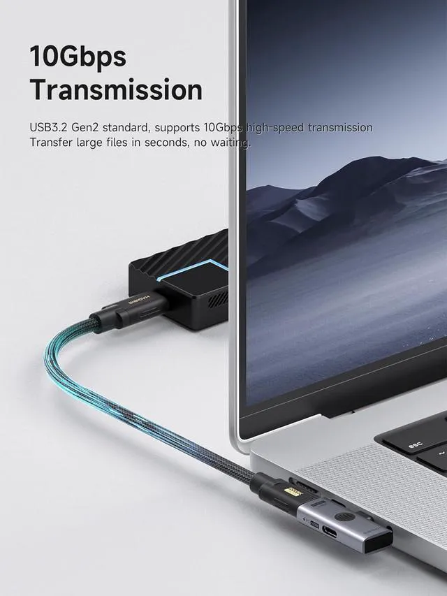Alt view image 7 of 7 - Hagibis USB-C Splitter with 100W Fast Charging and 10Gbps USB 3.2, 2 in 1 OTG Adapter for iPhone 16/15 Pro Max, iPad Pro, MacBook, Rog Ally, Steam Deck, Quest 3 2 (TUA09 USB-C + PD)