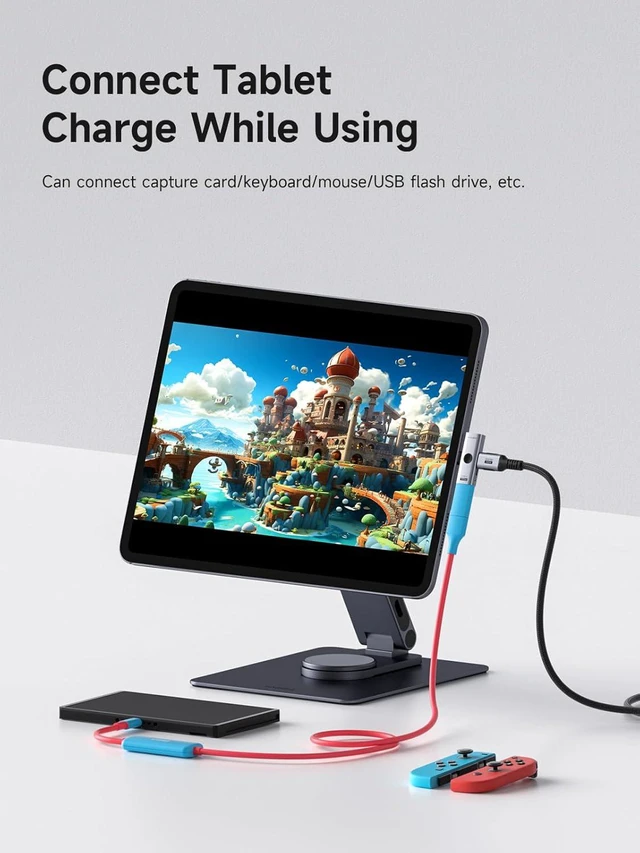 Alt view image 2 of 7 - Hagibis USB-C Splitter with 100W Fast Charging and 10Gbps USB 3.2, 2 in 1 OTG Adapter for iPhone 16/15 Pro Max, iPad Pro, MacBook, Rog Ally, Steam Deck, Quest 3 2 (TUA09 USB-C + PD)