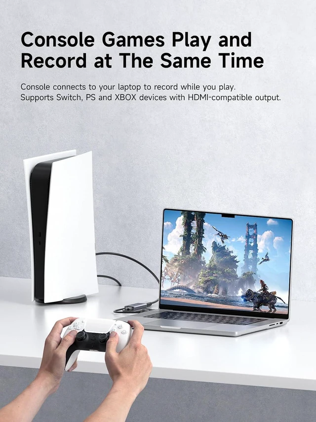 Alt view image 7 of 7 - Hagibis USB3.0 Video Capture Card with 100W PD HDMI to USB/USB C 1080P HD 60fps Live and Record Video Audio Game MS2130 for Quest 3 2 Pro VR Switch2 PS4/5 Live Broadcast, Gaming, Streaming (UHC07P)