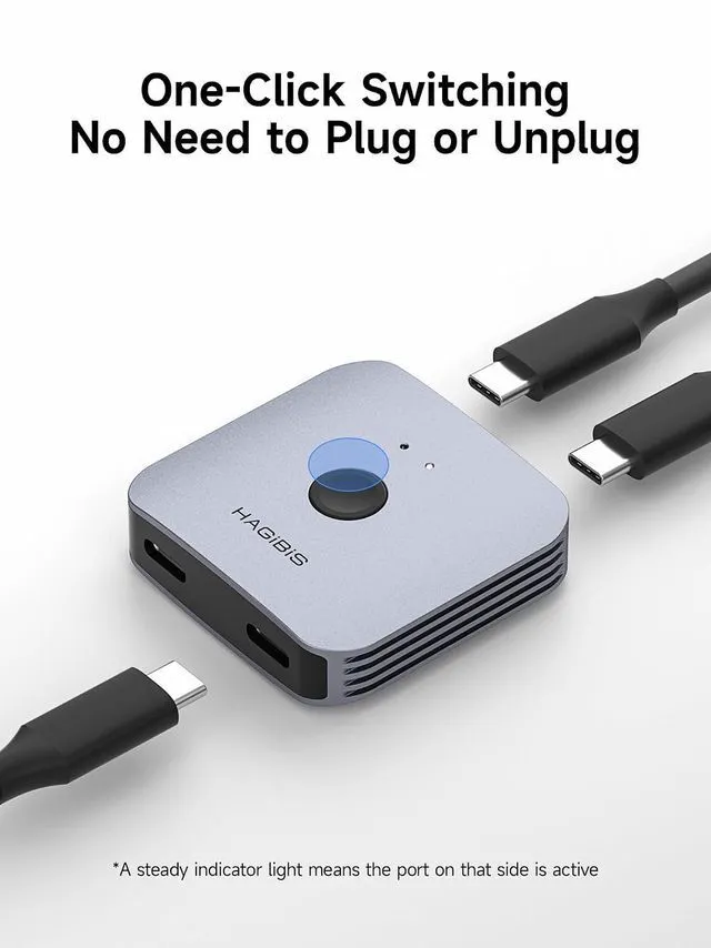 Alt view image 2 of 7 - Hagibis USB C Switch, 10Gbps KVM Switcher, 8K@60Hz 100W PD Bi-Directional 1 in 2 Out / 2 in 1 Out USB-C Splitter for MacBook Pro, Laptop, Tablets, Phones