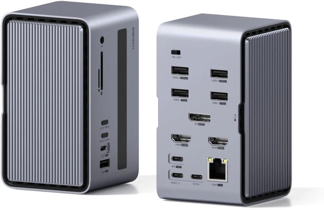 Main image of Hagibis USB C Docking Station Triple Monitor, LED Strip Light USB-C Hub Type-C Adapter with 8K DP&HDMI, M.2 SSD Enclosure, 100W PD, 10Gbps USB 3.1, 2.5G RJ45 for MacBook Air Pro, Laptop (U100 Ultra+)