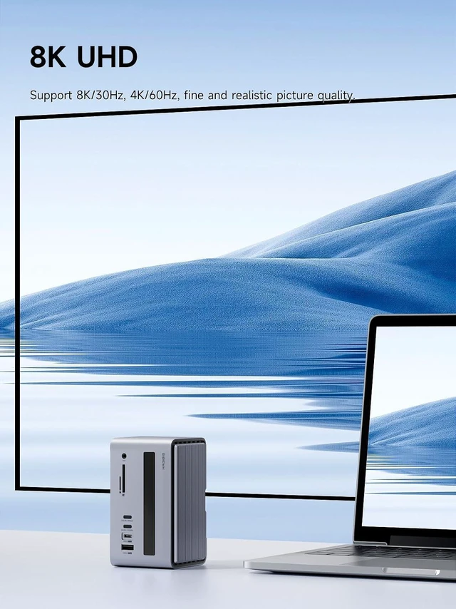 Alt view image 5 of 7 - Hagibis USB C Docking Station Triple Monitor, LED Strip Light USB-C Hub Type-C Adapter with 8K DP&HDMI, M.2 SSD Enclosure, 100W PD, 10Gbps USB 3.1, 2.5G RJ45 for MacBook Air Pro, Laptop (U100 Ultra+)