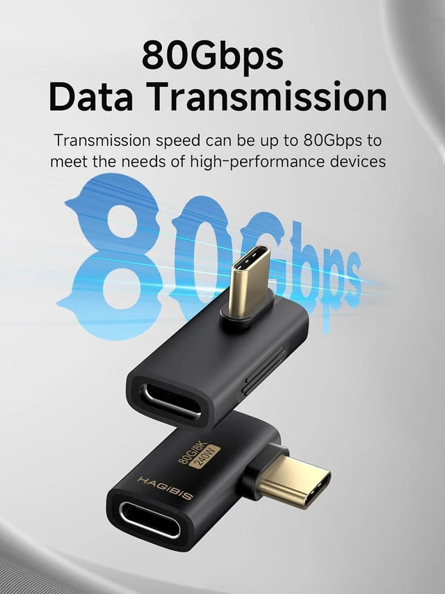 Alt view image 6 of 7 - Hagibis USB-C Adapter Kit, Multifunction 80Gbps 240W 8K@60Hz USB4 V2.0 Type-C Right Angle Adapter 90 Degree Convertor Set Magnetic Storage Case with USB4 Cable and SIM Card Eject Pin