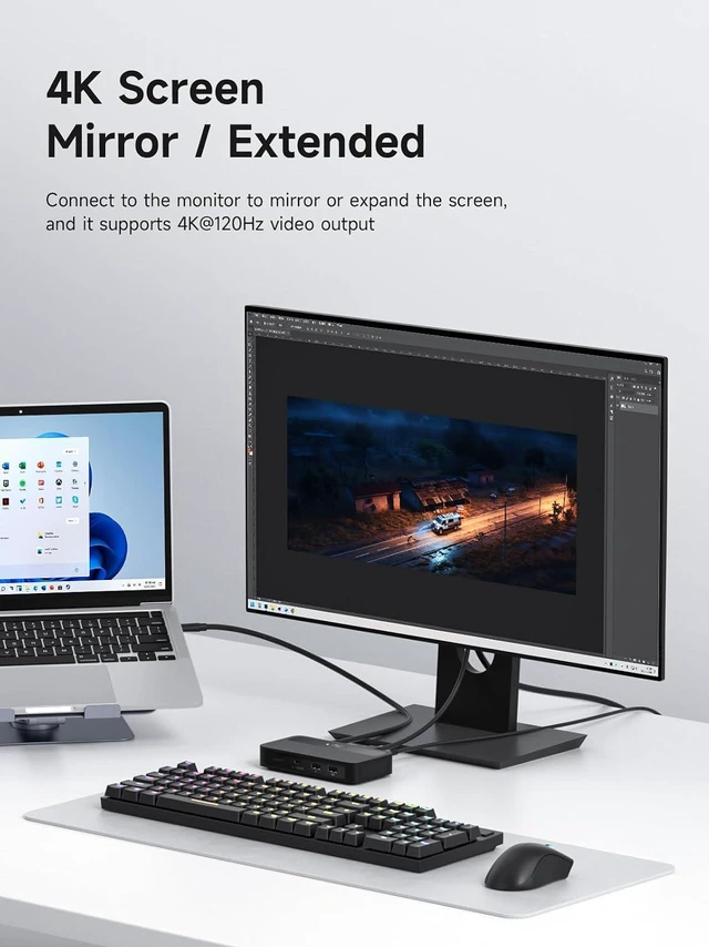 Alt view image 6 of 7 - Hagibis KVM Switch 1 Monitor 2 Computers with 100W PD, 4K@120Hz HDMI, USB-C KVM Switcher Hub Sharing Monitor Keyboard Mouse Printer Scanner for Switch2 macOS Windows Linux
